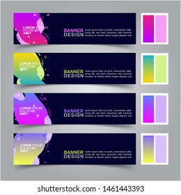 Modern fluid banners set. Vector abstract design banner web template.
