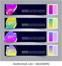 Modern fluid banners set. Vector abstract design banner web template.