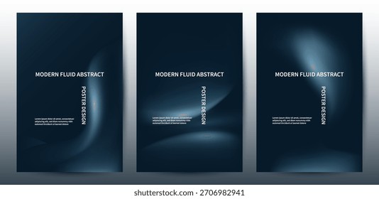 Modern Fluid Blue And Dark Abstract Poster Design Vector Set
