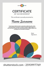 Modern Fluid Colorful Shapes Combination Vertical Certificate Template