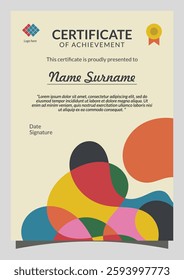 Modern Fluid Colorful Shapes Combination Vertical Certificate Template