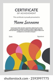 Modern Fluid Colorful Shapes Combination Vertical Certificate Template