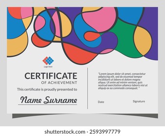 Modern Fluid Colorful Shapes Combination Horizontal Certificate Template