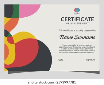 Modern Fluid Colorful Shapes Combination Horizontal Certificate Template