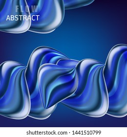 Modern fluid gradient colorful flow composition. Trendy abctract shapes poster, baner, template. Wave Liquid shape in blue color. Futuristic design for your design project. Vector illustration