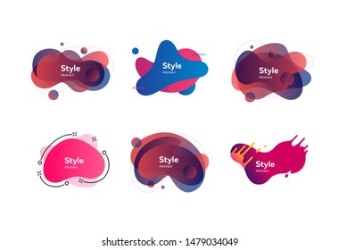 Modern fluid gradient elements. Dynamical colored forms and line. Gradient banners with flowing liquid shapes. Template for design of logo, flyer or presentation. Vector illustration