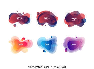 Modern fluid gradient elements. Dynamical colored forms and line. Gradient banners with flowing liquid shapes. Template for design of logo, flyer or presentation. Vector illustration