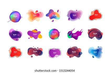 Modern fluid gradient elements. Dynamical colored forms and line. Gradient banners with flowing liquid shapes. Template for design of logo, flyer or presentation. Vector illustration