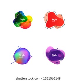 Modern fluid gradient elements. Dynamical colored forms and line. Gradient banners with flowing liquid shapes. Template for design of logo, flyer or presentation. Vector illustration