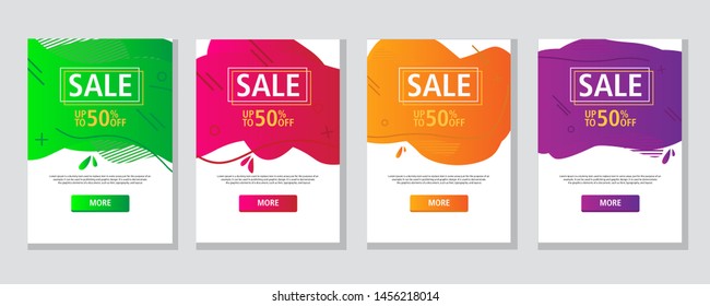 Modern Fluid Gradient Sale Discount 50% Banner and Poster Background for Social Media Use.