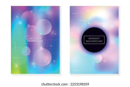 Modern Fluid. Minimal Pattern. Purple Retro Design. Tech Concept. Magic Luminous Template. Trendy Flyer. Holographic Shape. Simple Dots. Blue Modern Fluid