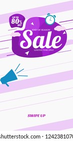 Modern fluid mobile for sale banners. Sale banner template design, Flash sale special offer set and can use for instagram style vertical banner sale promotion modern design.swipe up for stories.
