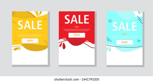 Modern fluid mobile for sale website banner, sale tag, Sale promotional material vector illustration. Banner template design, Flash sale special offer.