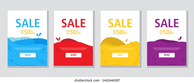 Modern fluid mobile for sale website banner, sale tag, Sale promotional material vector illustration A4. Banner template design, Flash sale special offer.