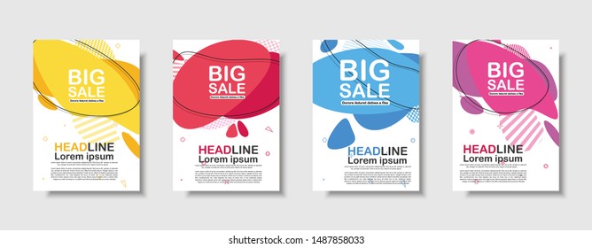 Modern fluid mobile for sale website banner, sale tag, Sale promotional material vector illustration A4. Banner template design, Flash sale special offer.