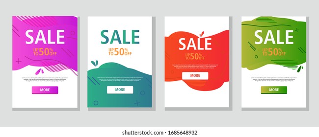 Modern fluid sale banner and poster set template design, Big sales special offer. end of season Background. Vector Illustration