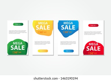 Modern fluid sale banners. Dynamic fluid mobile for sale template design. Flash sale banner. Set of special offer social media template design