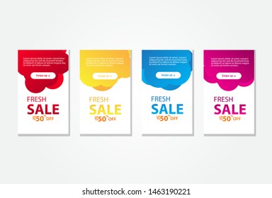 Modern fluid sale banners. Dynamic fluid mobile for sale template design. Flash sale banner. Set of special offer social media template design