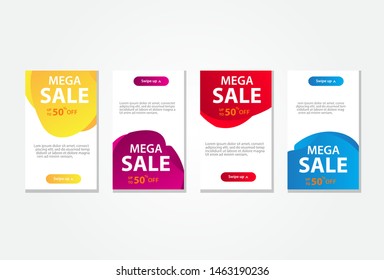 Modern fluid sale banners. Dynamic fluid mobile for sale template design. Flash sale banner. Set of special offer social media template design