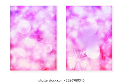 Modern Fluid. Science Dots. Light Luminous Elements. Minimal Design. Geometric Background. Purple Shiny Shape. Motion Flyer. Round Poster. Violet Modern Fluid