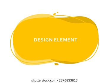 Modern fluid shape, abstract graphic element. Yellow liquid shape with text space. Dynamical waves fluid shape isolated on white background for banner, poster, flyer or presentation. Vector