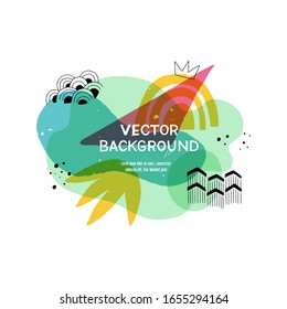 Modern fluid shapes layout with hand drawn elements. Geometric abstract banner with copy space. Overlapping geometrical doodles and simple shapes 