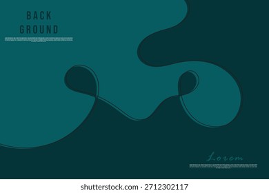 Modern Fluid Wave Background Template with Elegant Teal and Dark Green Colors, Featuring Minimalist Curvy Lines for Digital and Corporate Presentation Design