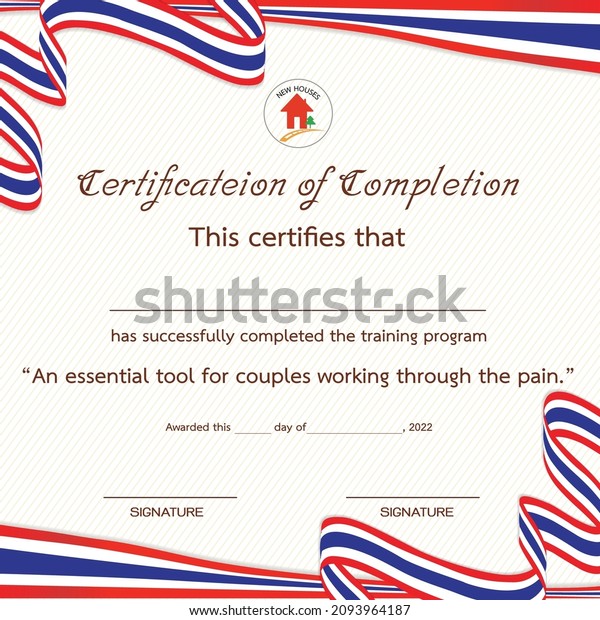 Modern fluttering\
Thai flag and professional award certificate template in red blue\
white abstract design\
vector.