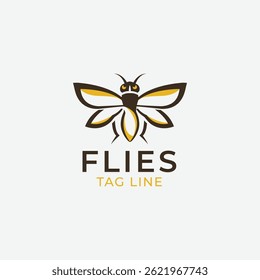 Modern Fly and Insect Logo Design, Minimalist Black and Yellow Insect Emblem