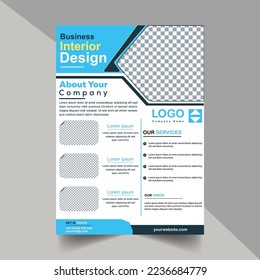 Modern Flyer brochure design, business cover size A4 template, Cyan and black color.