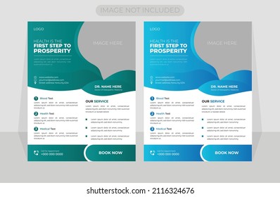 Modern flyer brochure design template for doctor clinic medical