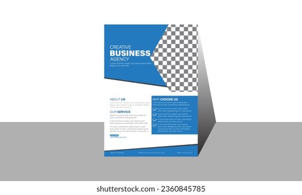modern flyer design template with blue color.