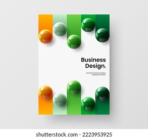 Modern flyer design vector concept. Abstract 3D spheres journal cover layout.