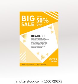 Modern flyer design vector template with orange or gold color