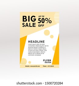 Modern flyer design vector template with orange or gold color