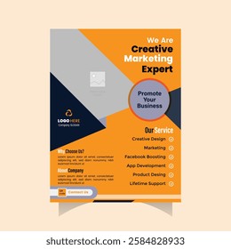 Modern flyer promoting creative marketing services.