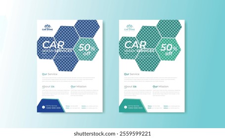 A modern flyer for Sutter Stoke Car Wash featuring a clean design, bold typography, and a 50% off promotion. Editable, print-ready, and optimized for social media and local marketing. Perfect for.