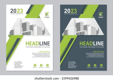 Modern Flyer Template design, Designed in A4 size with colorful geometric shapes, Green, yellow and white color combination. suitable for Brochure cover, annual report, poster, flyer layout, etc.