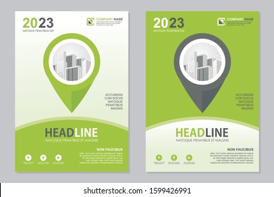 Modern Flyer Template design, Designed in A4 size with colorful geometric shapes, Green, yellow and white color combination. suitable for Brochure cover, annual report, poster, flyer layout, etc.