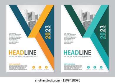 Modern Flyer Template design, Designed in A4 size with colorful geometric shapes, Green, yellow and white color combination. suitable for Brochure cover, annual report, poster, flyer layout, etc.