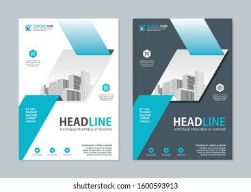 Modern Flyer Template design, Designed in A4 size with Blue geometric shapes. suitable for Brochure cover, annual report, poster, flyer layout, etc.
