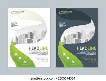 Modern Flyer Template design, Designed in A4 size with geometric shapes, Green, Black  and white color combination. suitable for Brochure cover, annual report, poster, flyer layout, etc.