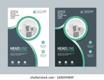 Modern Flyer Template design, Designed in A4 size with geometric shapes, Blue, Green, Black  and white color combination. suitable for Brochure cover, annual report, poster, flyer layout, etc.