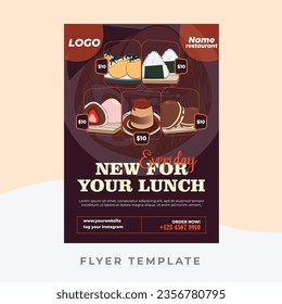 Modern Flyer template design for Food. Vector illustration for banner, poster, flyer, cover, menu, brochure. 