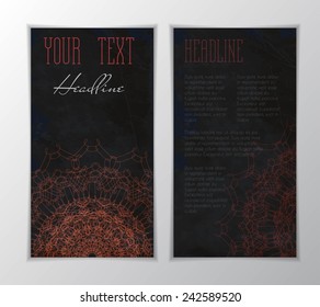 Modern flyer templates, vector ornamental business card with black background