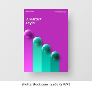 Modern flyer vector design layout. Geometric 3D spheres company identity template.
