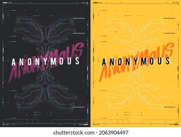 Modern flyer for web and print. hacking, programming and virtual environments. Tech Abstract poster template with HUD elements. Cyberpunk futuristic poster. Cyber culture,