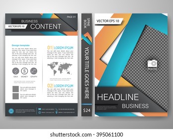 Modern flyers brochure cover annual report magazine and presentation design templates vector. Orange and blue abstract background in a4 layout.
