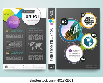 Modern flyers  brochure magazine cover report design templates vector. Abstract circle and gray background in a4 layout.