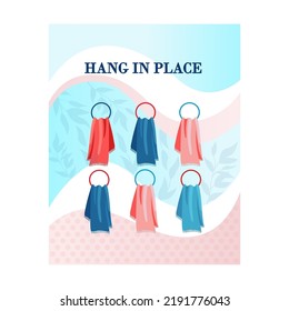 Modern flyers design for towels store. Hotel, laundry with text. Textile and fabric concept. Template for promotional leaflet or brochure